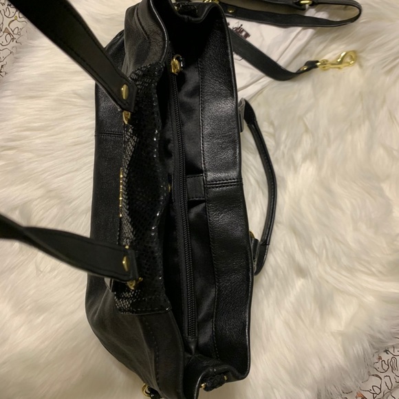 Coach Leather with Snake Print & Gold Accents Bag - Picture 7 of 14